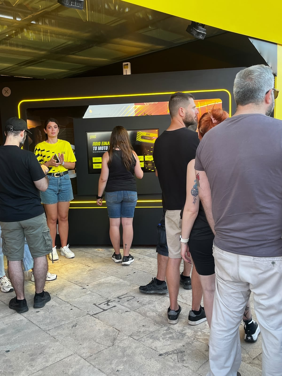 Queue at the WhatsUp booth touchscreen